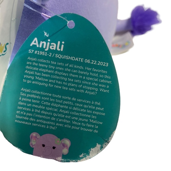 Squishmallows Anjali the Elephant Plush 7” Tie-Dye Ears Flower Clip 2023 - Picture 5 of 16